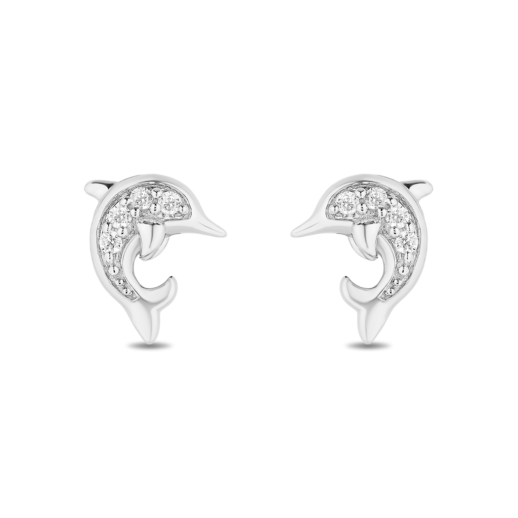 Buy 14k White Gold Dolphin Post Stud Earrings Animal Sea Life Fine Jewelry  For Women Gifts For Her Online at Lowest Price Ever in India | Check  Reviews & Ratings - Shop